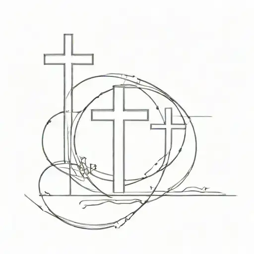 name and three crosses tattoo design idea
