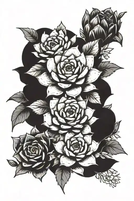 succulents in a garden tattoo design idea