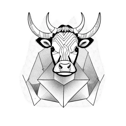 cow with devil horns and goatee and moustache tattoo design idea