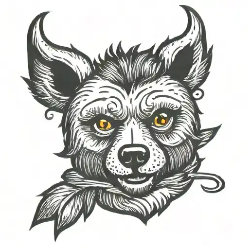 one-eyed teddy bear head with horns  tattoo design idea