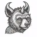 one-eyed teddy bear head with horns  tattoo design idea