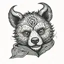 one-eyed teddy bear head with horns  tattoo design idea