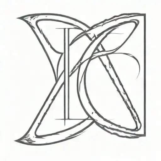 cross with the letters M H R Giger tattoo design idea