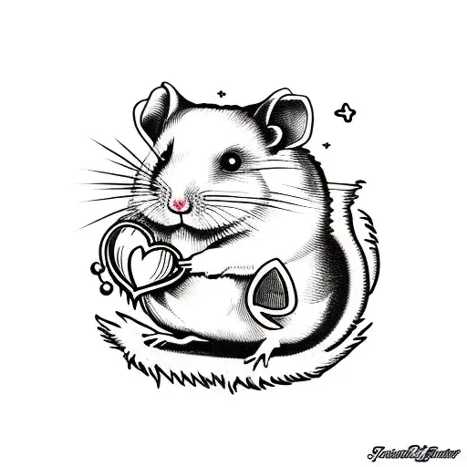 hamster heart tattoo design idea