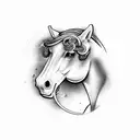 horse with Gemini zodiac sign and no. 26 tattoo design idea