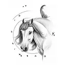 horse with Gemini zodiac sign and no. 26 tattoo design idea