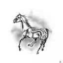 horse with Gemini zodiac sign and no. 26 tattoo design idea