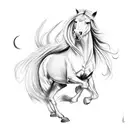 horse with Gemini zodiac sign and no. 26 tattoo design idea
