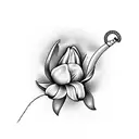 Tulip with fishing line and hook tattoo design idea