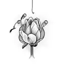 Tulip with fishing line and hook tattoo design idea