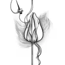 Tulip with fishing line and hook tattoo design idea