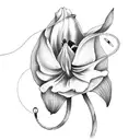 Tulip with fishing line and hook tattoo design idea