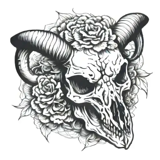 black sheep skull tattoo design idea