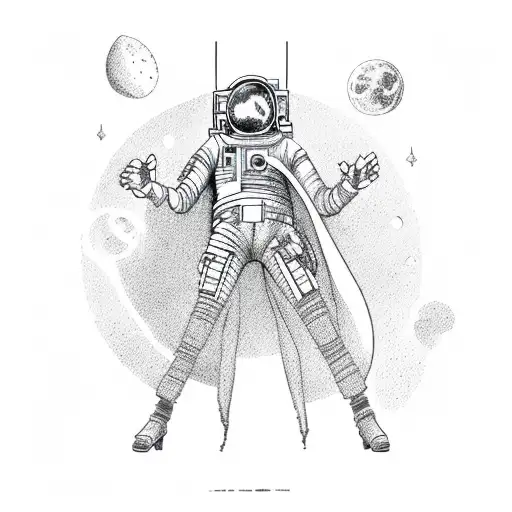 space cowboy tattoo design idea