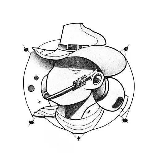 space cowboy tattoo design idea
