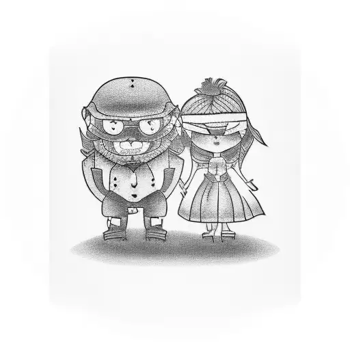 dad and daughter  tattoo design idea