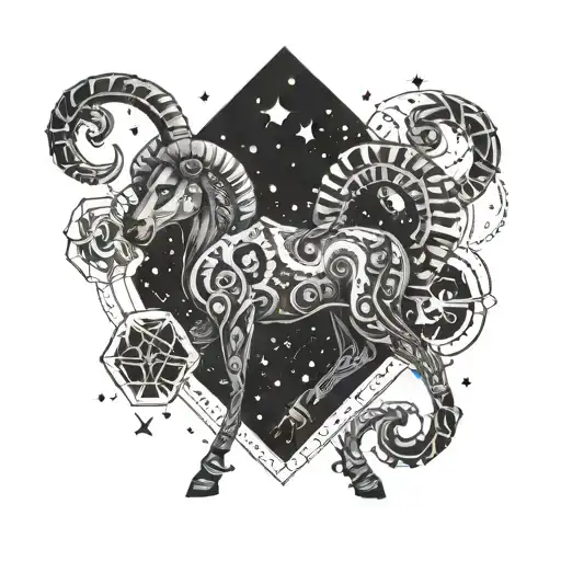 aries zodiac sign surrounded by scorpio constellation  tattoo design idea