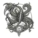 costellation of scorpio surrounded in aries zodiac logo tattoo design idea