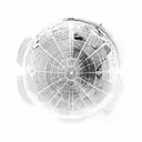 Shea Stadium at sunset with the Unisphere fountain in the foreground and The World's Fair in the background. tattoo design idea