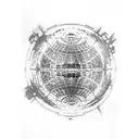 Shea Stadium at sunset with the Unisphere fountain in the foreground and The World's Fair in the background. tattoo design idea