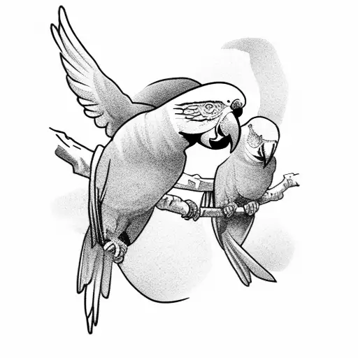 2 parrots flying tattoo design idea