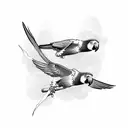 2 parrots flying tattoo design idea