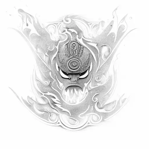 Maori-inspired fire and water elements forming a shield of protection tattoo design idea