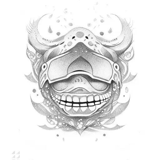 fake smile tattoo design idea