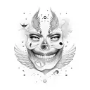 Wing with smile tattoo design idea