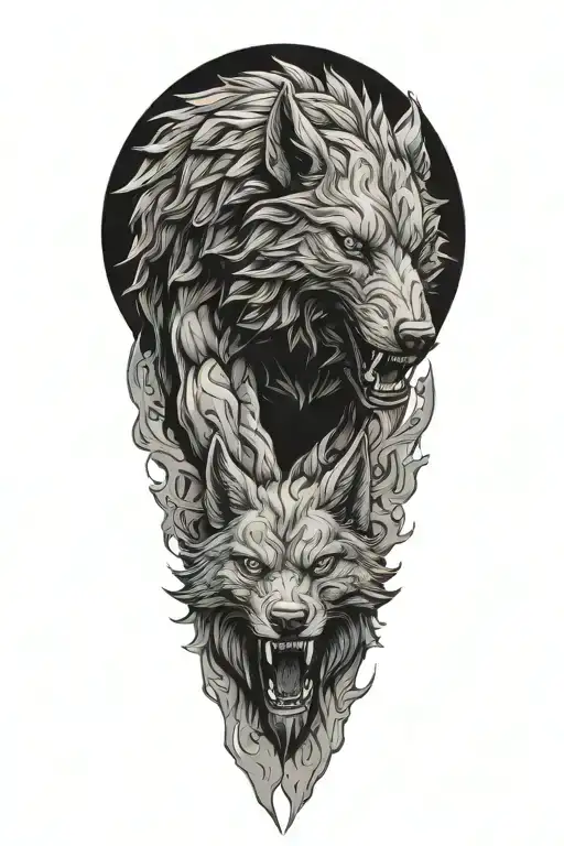 tyr and fenrir tattoo design idea