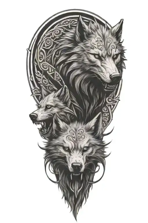 tyr and fenrir tattoo design idea