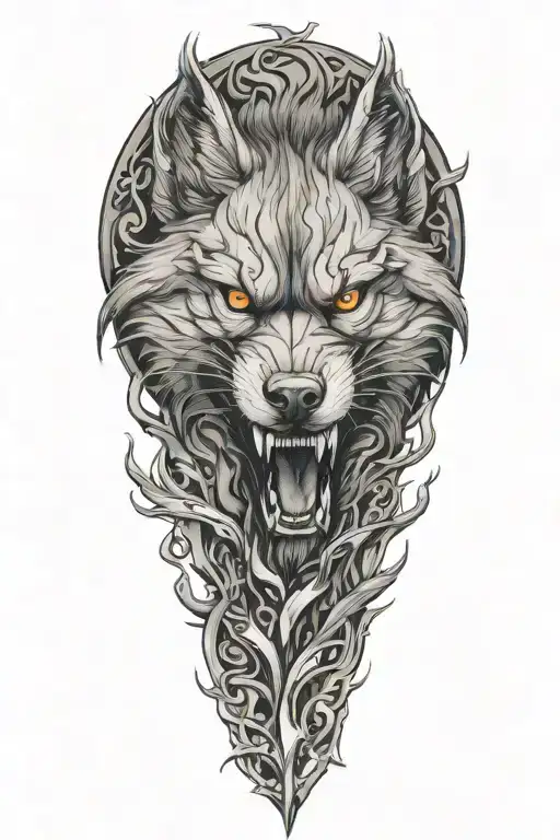 fenrir breaking free tattoo design idea