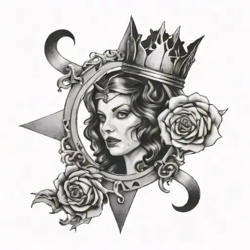 scarlet witch crown with agatha harkness ruins  tattoo design idea