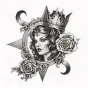 scarlet witch crown with agatha harkness ruins  tattoo design idea