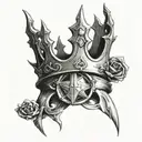 scarlet witch crown with agatha harkness ruins  tattoo design idea