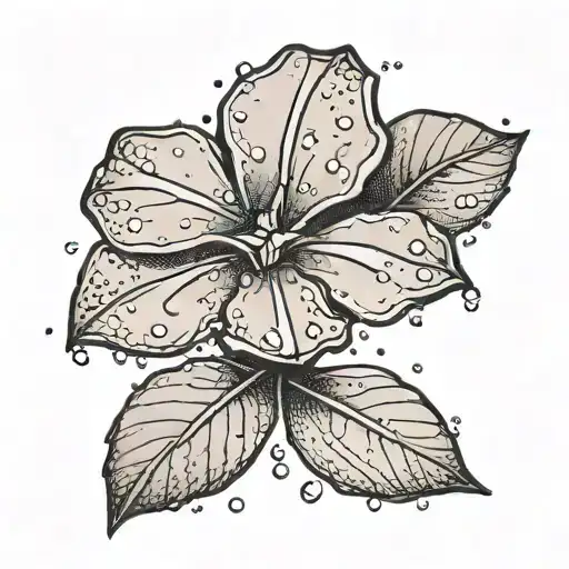 minimal periwinkle flower coming out from concrete having tiny rain droplets on its petal tattoo  tattoo design idea