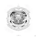 Astronomical symbols intertwined with snake and wolf silhouettes tattoo design idea