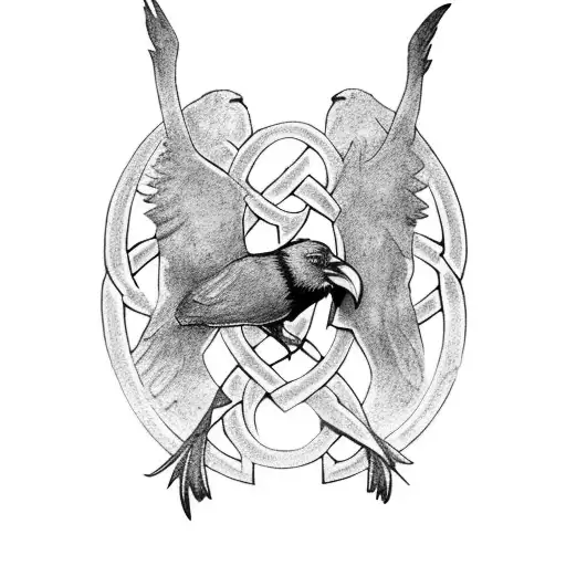 celtic knot  of three ravens tattoo design idea
