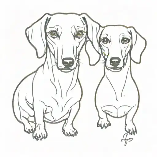two dachshunds one black one brown eye tattoo design idea