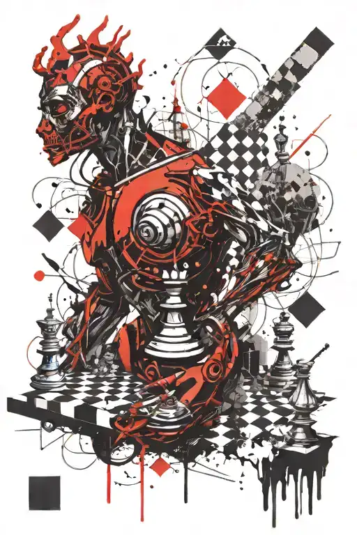 prometheus, chess, space, quantum physics tattoo design idea
