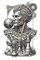 prometheus, chess, space, quantum physics tattoo design idea