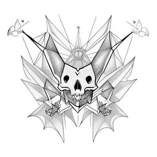 Memento Mori with falling angle and bats  tattoo design idea