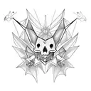 Memento Mori with falling angle and bats  tattoo design idea
