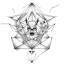 Memento Mori with falling angle and bats  tattoo design idea