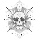 Memento Mori with falling angle and bats  tattoo design idea