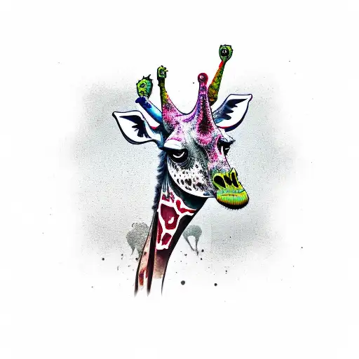 zombie giraffe  tattoo design idea