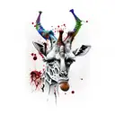 zombie giraffe  tattoo design idea