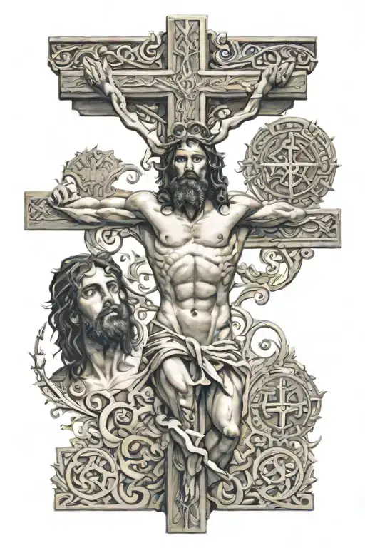 Aramaic YHWH John 3:16 Jesus crucified  tattoo design idea