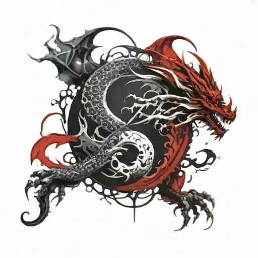 dragon yin yang tattoo design idea