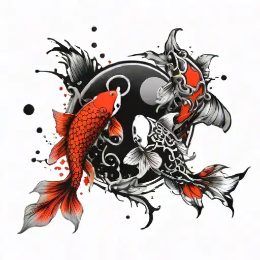 koi fish yin yang tattoo design idea